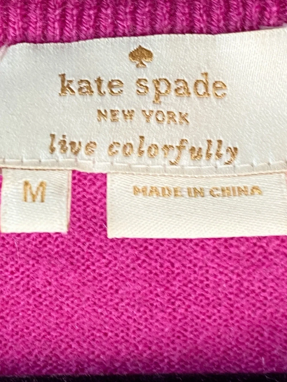 Kate Spade Womens Tippy Wool Cashmere Sweater M Pink Peter Pan Jewel Chic